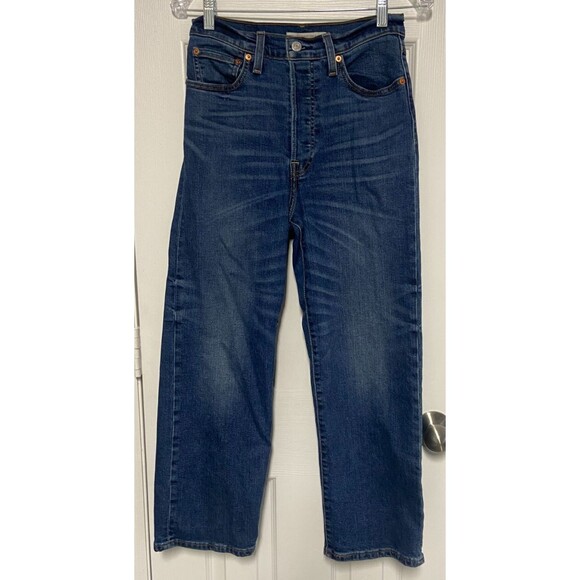 Levi's Jeans Women's 27 On My Honor Blue Denim Ribcage Straight Ankle Button Fly - Picture 3 of 16